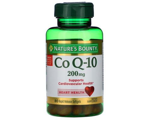 Nature's Bounty, Коэнзим Q-10, 200 мг, 80 мягких капсул с быстрым высвобождением Nature's Bounty, Коэнзим Q-10, 200 мг, 80 мягких капсул с быстрым высвобождением