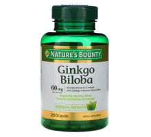 Nature's Bounty, Гинкго двулопастный, 60 мг, 200 капсул