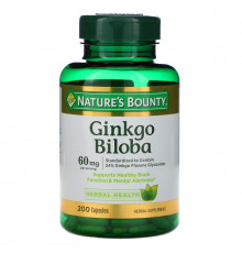 Nature's Bounty, Гинкго двулопастный, 60 мг, 200 капсул