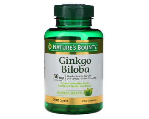 Nature's Bounty, Гинкго двулопастный, 60 мг, 200 капсул Nature's Bounty, Гинкго двулопастный, 60 мг, 200 капсул