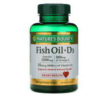 Nature's Bounty, Рыбий жир + D3, 90 быстро высвобождаемых мягких капсул