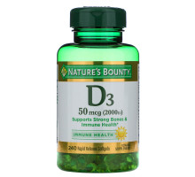 Nature's Bounty, D3, 50 мкг (2000 МЕ), 240 капсул быстрого высвобождения