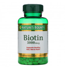 Nature's Bounty, Биотин, 5000 мкг, 150 быстрорастворимых мягких желатиновых капсул