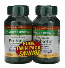 Nature's Bounty, Ацидофильные пробиотики, Двойная упаковка, 100 таблеток в каждой
