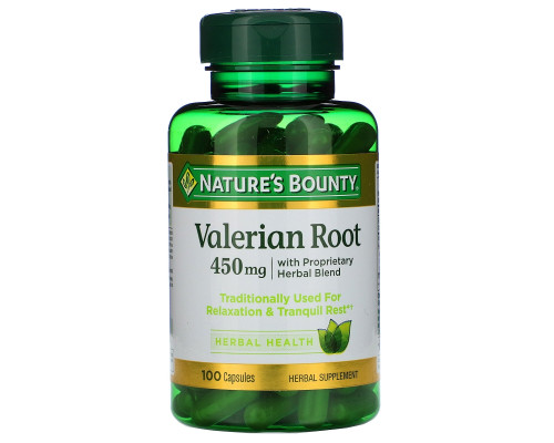 Nature's Bounty, Корень валерианы с фирменной смесью трав, 450 мг, 100 капсул Nature's Bounty, Корень валерианы с фирменной смесью трав, 450 мг, 100 капсул