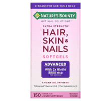 Nature's Bounty, Optimal Solutions, Hair, Skin & Nails, Extra Strength, 150 быстрорастворимых мягких капсул