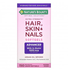 Nature's Bounty, Optimal Solutions, Hair, Skin & Nails, Extra Strength, 150 быстрорастворимых мягких капсул