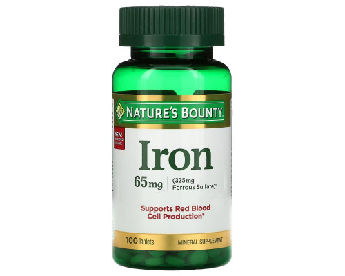 Nature's Bounty, Iron, 65 mg, 100 Tablets Nature's Bounty, Iron, 65 mg, 100 Tablets