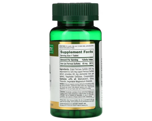 Nature's Bounty, Iron, 65 mg, 100 Tablets Nature's Bounty, Iron, 65 mg, 100 Tablets