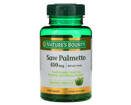 Nature's Bounty, Saw Palmetto, 450 mg, 100 Capsules Nature's Bounty, Saw Palmetto, 450 mg, 100 Capsules