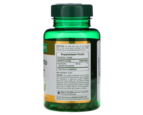 Nature's Bounty, Saw Palmetto, 450 mg, 100 Capsules Nature's Bounty, Saw Palmetto, 450 mg, 100 Capsules
