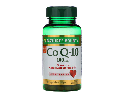 Nature's Bounty, Коэнзим Q10, 100 мг, 75 желатиновых капсул с быстрым высвобождением