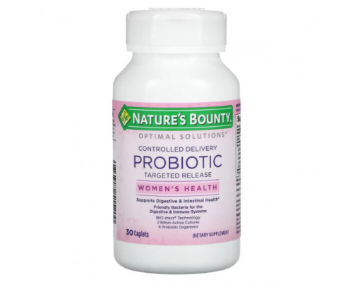 Для пищеварительной системы Nature's Bounty, Optimal Solutions, для женского здоровья, пробиотик для контролируемой доставки, 30 капсул Для пищеварительной системы Nature's Bounty, Optimal Solutions, для женского здоровья, пробиотик для контролируемой доставки, 30 капсул