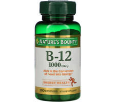 Nature's Bounty, B-12, 1000 мкг, 200 таблеток с оболочкой