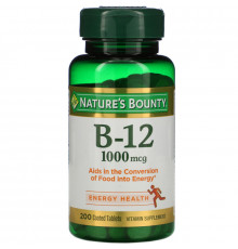 Nature's Bounty, B-12, 1000 мкг, 200 таблеток с оболочкой