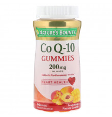 Nature's Bounty, Co Q10 Gummies, Peach Mango Flavored, 200 mg, 60 Gummies
