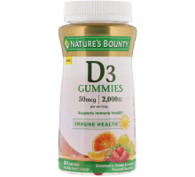 Nature's Bounty, Vitamin D3 Gummies,  Strawberry, Orange & Lemon Flavored, 50 mcg, (2,000 IU), 90 Gummies