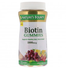 Nature's Bounty, Biotin Gummies, Grape, Orange & Cherry Flavored, 1000 mcg , 110 Gummies