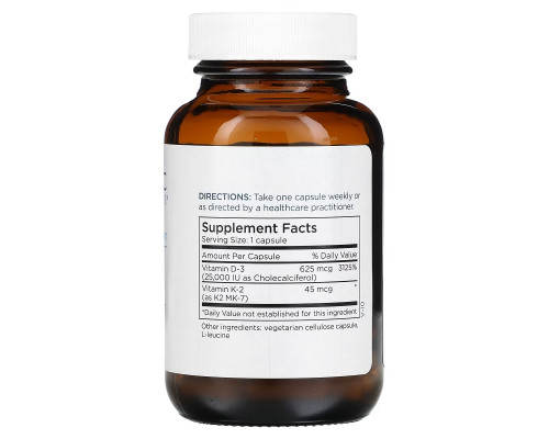 Metabolic Maintenance, Vitamin D-3 with Vitamin K2 MK-7, 25,000 IU, 60 Capsules Metabolic Maintenance, Vitamin D-3 with Vitamin K2 MK-7, 25,000 IU, 60 Capsules