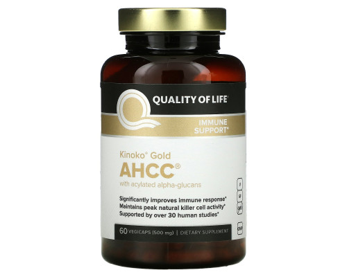 Quality of Life Labs Kinoko Gold AHCC Иммунная поддержка 500 мг 60 капсул в растительной оболочке Quality of Life Labs Kinoko Gold AHCC Иммунная поддержка 500 мг 60 капсул в растительной оболочке