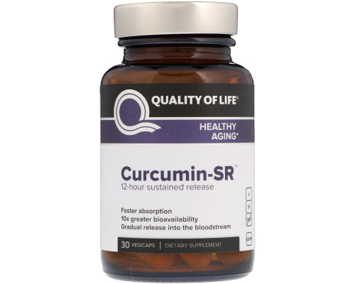 Quality of Life Labs, Curcumin-SR, 30 растительных капсул Quality of Life Labs, Curcumin-SR, 30 растительных капсул