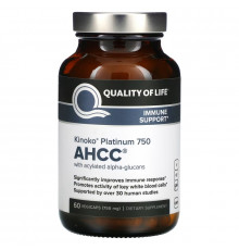Quality of Life Labs, Kinoko Platinum AHCC, Immune Support, 750 mg, 60 Veggie Caps