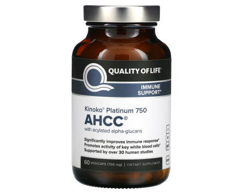 Quality of Life Labs, Kinoko Platinum AHCC, Immune Support, 750 mg, 60 Veggie Caps Quality of Life Labs, Kinoko Platinum AHCC, Immune Support, 750 mg, 60 Veggie Caps