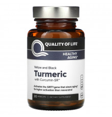 Quality of Life Labs, Yellow And Black Turmeric With Curcumin-SR, 30 Vegicaps