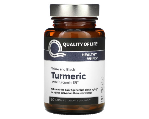 Quality of Life Labs, Yellow And Black Turmeric With Curcumin-SR, 30 Vegicaps Quality of Life Labs, Yellow And Black Turmeric With Curcumin-SR, 30 Vegicaps
