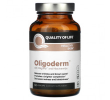 Антиоксиданты Quality of Life Labs, Oligoderm с олигонолом и ниацинамидом, 60 растительных капсул