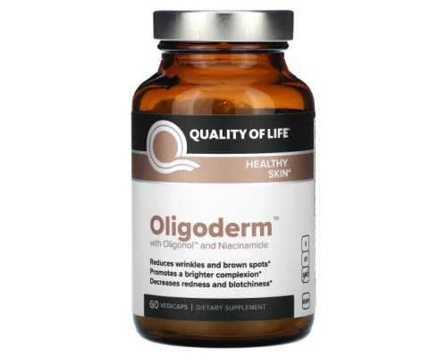 Антиоксиданты Quality of Life Labs, Oligoderm с олигонолом и ниацинамидом, 60 растительных капсул Антиоксиданты Quality of Life Labs, Oligoderm с олигонолом и ниацинамидом, 60 растительных капсул