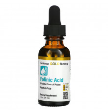 California Gold Nutrition, Фолиновая кислота, без спирта, 1 жид. унц (30 мл)