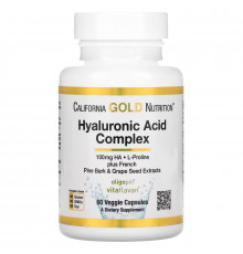 California Gold Nutrition, Гиалуроновая кислота, 60 вегетарианских капсул