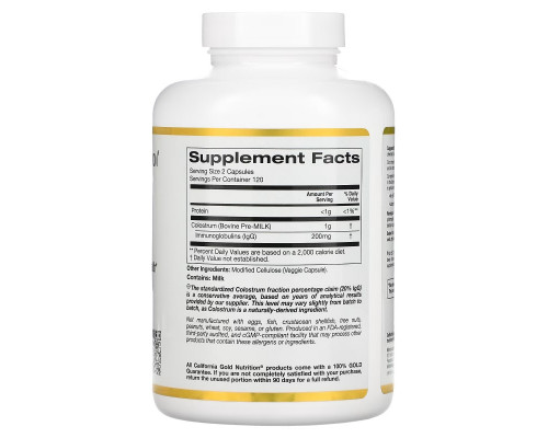 California Gold Nutrition Концентрированное молозиво 240 капсул California Gold Nutrition Концентрированное молозиво 240 капсул