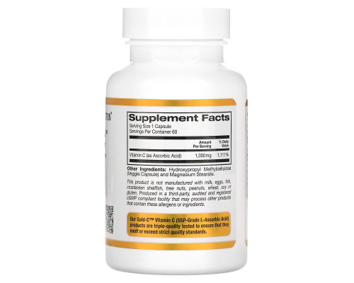 California Gold Nutrition Витамин C Quali-C 1000 мг 60 растительных капсул California Gold Nutrition Витамин C Quali-C 1000 мг 60 растительных капсул