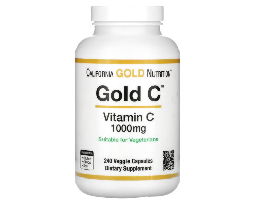 California Gold Nutrition, Витамин С, Gold C, 1000 мг, 240 растительных капсул California Gold Nutrition, Витамин С, Gold C, 1000 мг, 240 растительных капсул