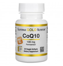 California Gold Nutrition Коэнзим Q10 полученный с использованием процесса натурального брожения 100 мг 30 овощных капсул