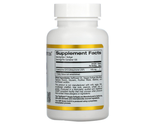 California Gold Nutrition, Коэнзим Q10, 100 мг, 120 Овощные мягкие гели California Gold Nutrition, Коэнзим Q10, 100 мг, 120 Овощные мягкие гели
