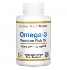 California Gold Nutrition, Омега-3, рыбий жир высшего качества, 100 желатиновых капсул с рыбьим жиром