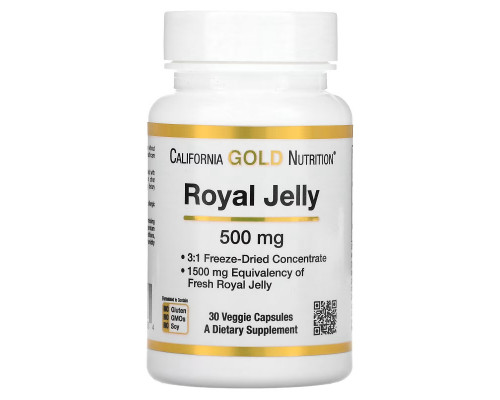 California Gold Nutrition Royal Jelly 500 mg 30 Veggie Caps California Gold Nutrition Royal Jelly 500 mg 30 Veggie Caps