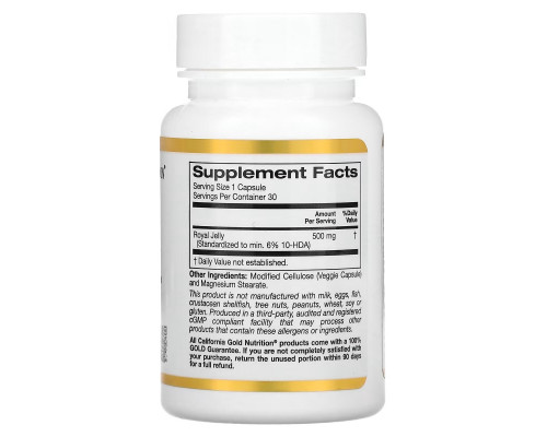 California Gold Nutrition Royal Jelly 500 mg 30 Veggie Caps California Gold Nutrition Royal Jelly 500 mg 30 Veggie Caps
