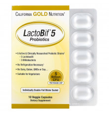 California Gold Nutrition Пробиотики LactoBif 5 млрд КОЕ 10 растительных капсул