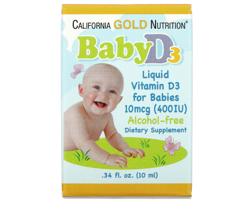 California Gold Nutrition Витамин D3 400 МЕ .34 ж.унций (10 мл) California Gold Nutrition Витамин D3 400 МЕ .34 ж.унций (10 мл)