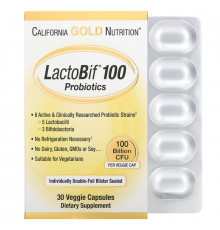 California Gold Nutrition,  LactoBif 100 млрд CUF в блистере из двойной фольги, в упаковке 30 капсул