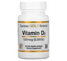 California Gold Nutrition, Vitamin D3, 5,000 IU, 90 Fish Gelatin Softgels