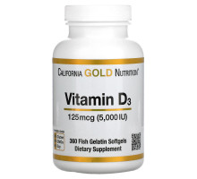 California Gold Nutrition, Vitamin D3, 5,000 IU, 360 Fish Gelatin Softgels