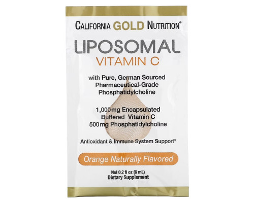 California Gold Nutrition, Liposomal Vitamin C, Natural Orange Flavor, 1000 mg, 30 Packets, 0.2 oz (5.7 ml) Each California Gold Nutrition, Liposomal Vitamin C, Natural Orange Flavor, 1000 mg, 30 Packets, 0.2 oz (5.7 ml) Each