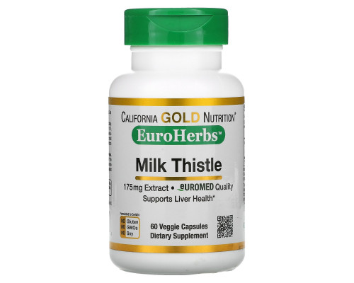 California Gold Nutrition, Экстракт расторопши, 80% силимарина, EuroHerbs, клиническая эффективность, 60 вегетарианских капсул California Gold Nutrition, Экстракт расторопши, 80% силимарина, EuroHerbs, клиническая эффективность, 60 вегетарианских капсул