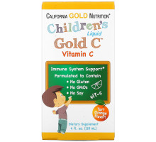 California Gold Nutrition, Children's Liquid Gold Vitamin C, реагент фармацевтической чистоты, со вкусом натурального апельсина, 4 ж. унц.(118 мл)