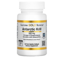 California Gold Nutrition, Жир арктического криля, с астаксантином, RIMFROST, натуральный клубничный и лимонный вкус, 500 мг, 30 желатиновых капсул-рыбок